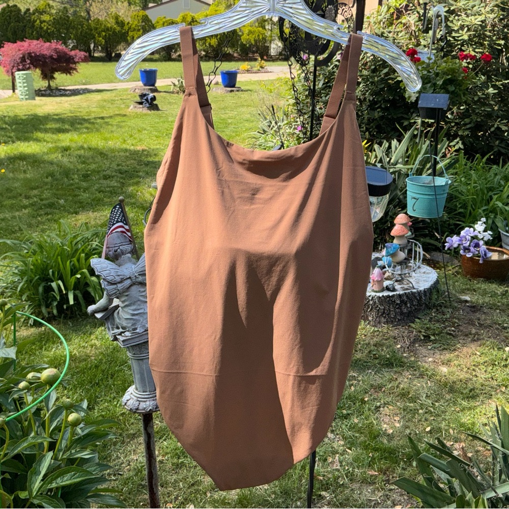 New Auden Women's Brown Square-Neck Sleeveless Shapewear Bodysuit Size
